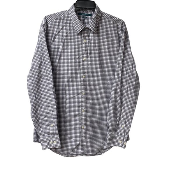 Perry‎ Ellis Mens Non-Iron Long Sleeve Checkered Dress Shirt Size L - Picture 3 of 8